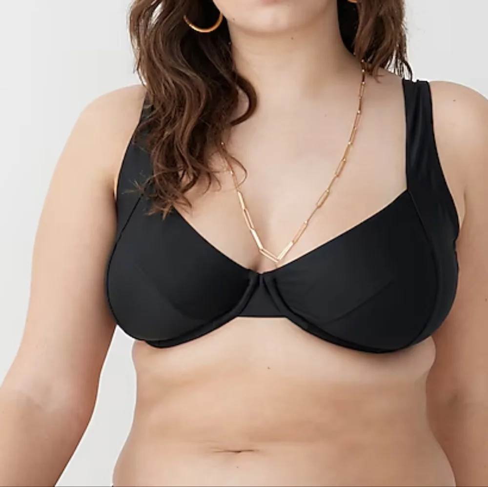 J.Crew crisscross straps underwire bikini top, 32D, black
